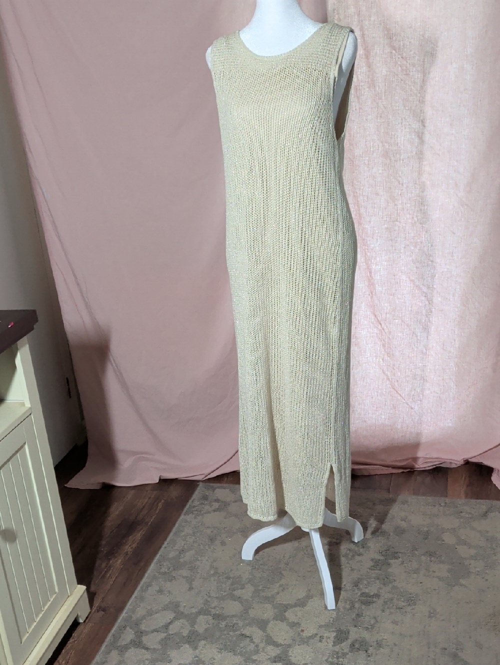 Chico's Sleeveless Knit Maxi Dress in Beige